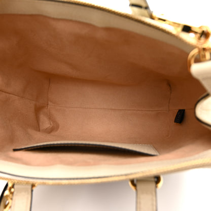 Gucci GG Supreme Monogram Textured Dollar Calfskin Web Small Ophidia Tote Bag Beige Ebony Mystic White 5 of 14