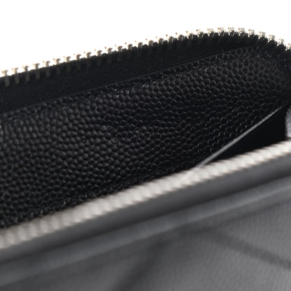 Saint Laurent Grain De Poudre Matelasse Chevron Monogram Zip Around Wallet Black 9 of 10