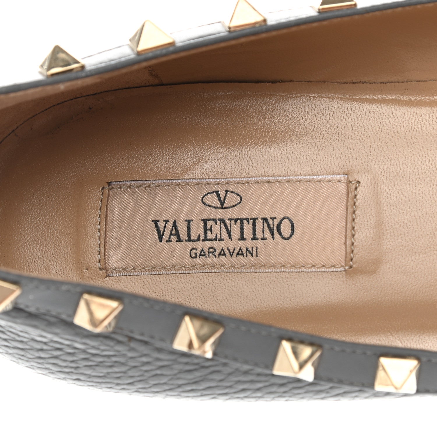 Valentino Garavani Pebbled Calfskin Rockstud Ballerina Flats 40 Light Stone 7 of 7