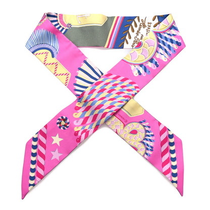 Hermes Silk Epaulettes De Gala Twilly Vert Amande Rose 2 of 10