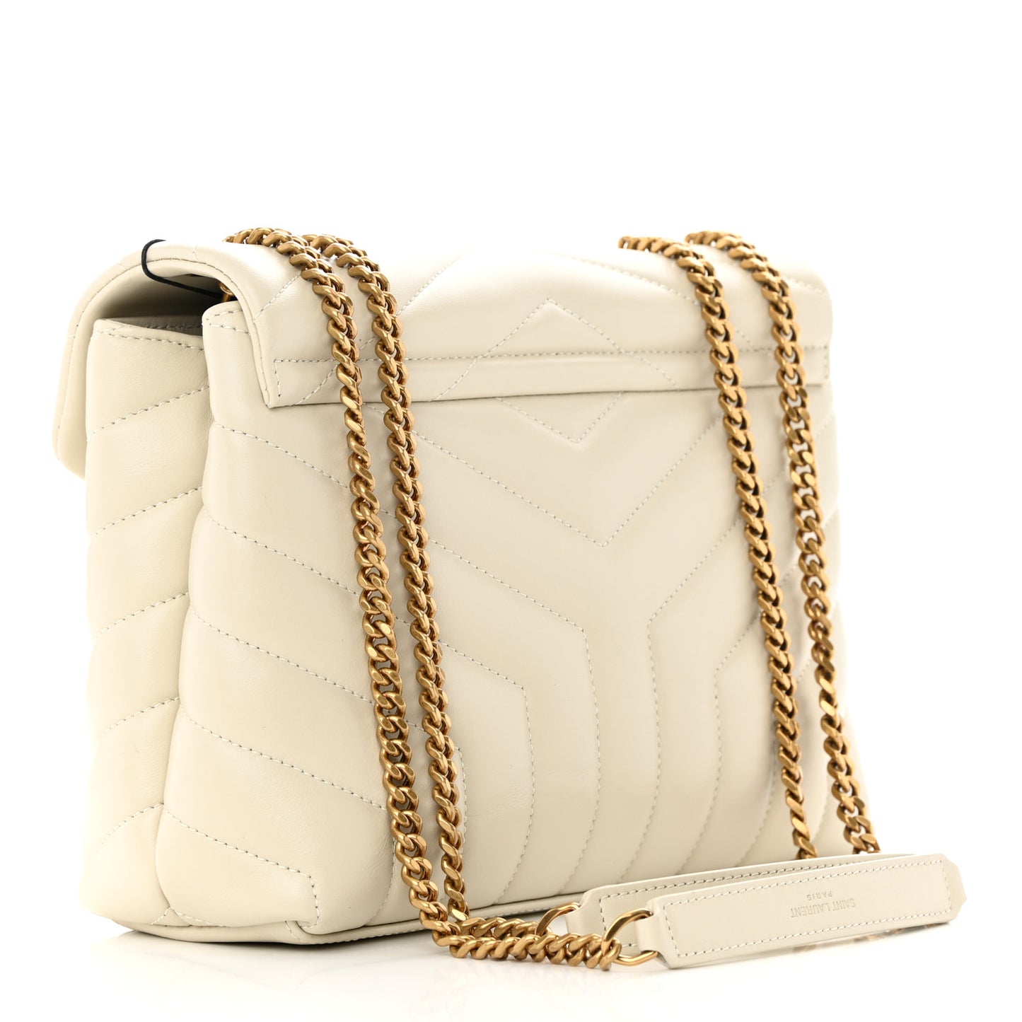 Calfskin Y Quilted Monogram Small Loulou Chain Satchel Crema Soft