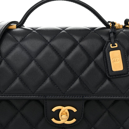 Chanel Caviar Quilted Small School Memory Top Handle Flap Navy 8 of 10