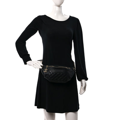 Chanel Lambskin Quilted Waist Bag Fanny Pack Black 2 of 10