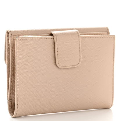 Prada Saffiano Metal Compact Flap Wallet Cipria 3 of 10