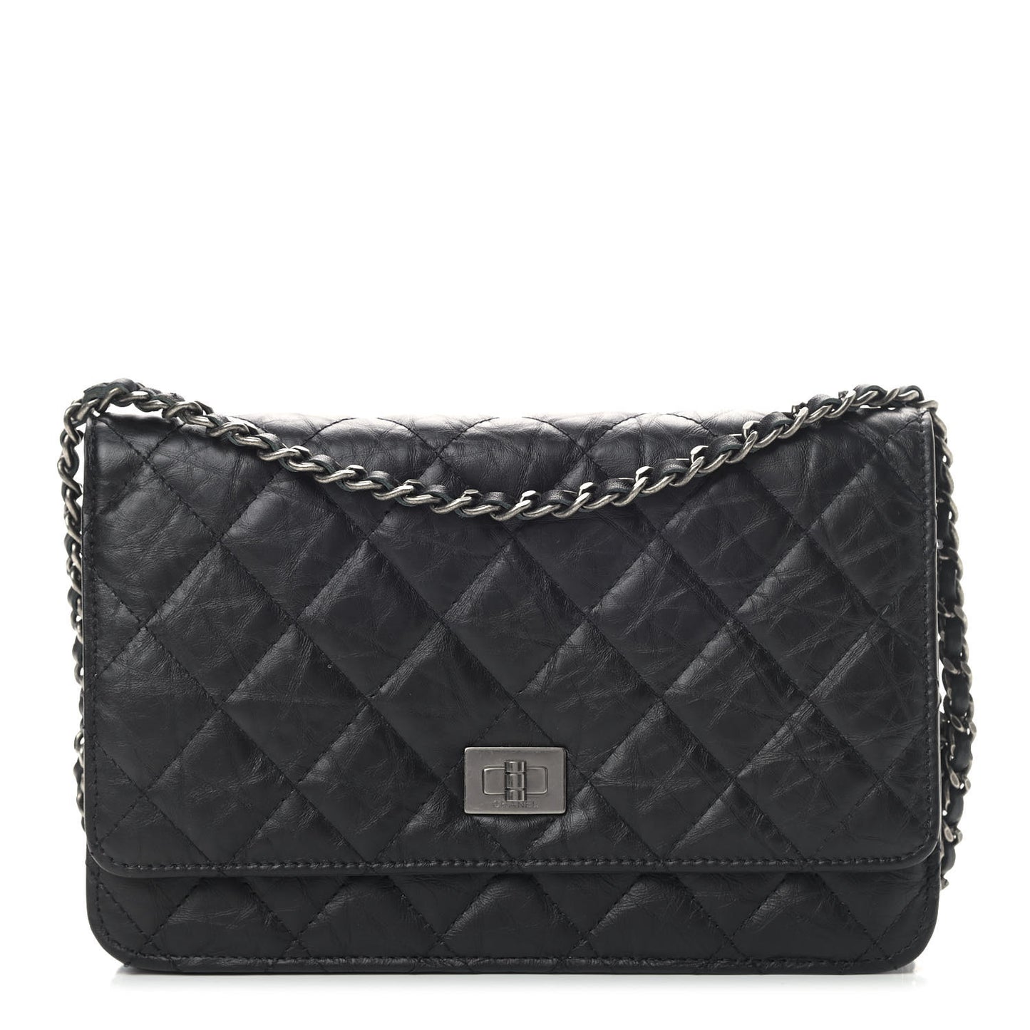 Aged Calfskin Reissue Wallet On Chain WOC Black