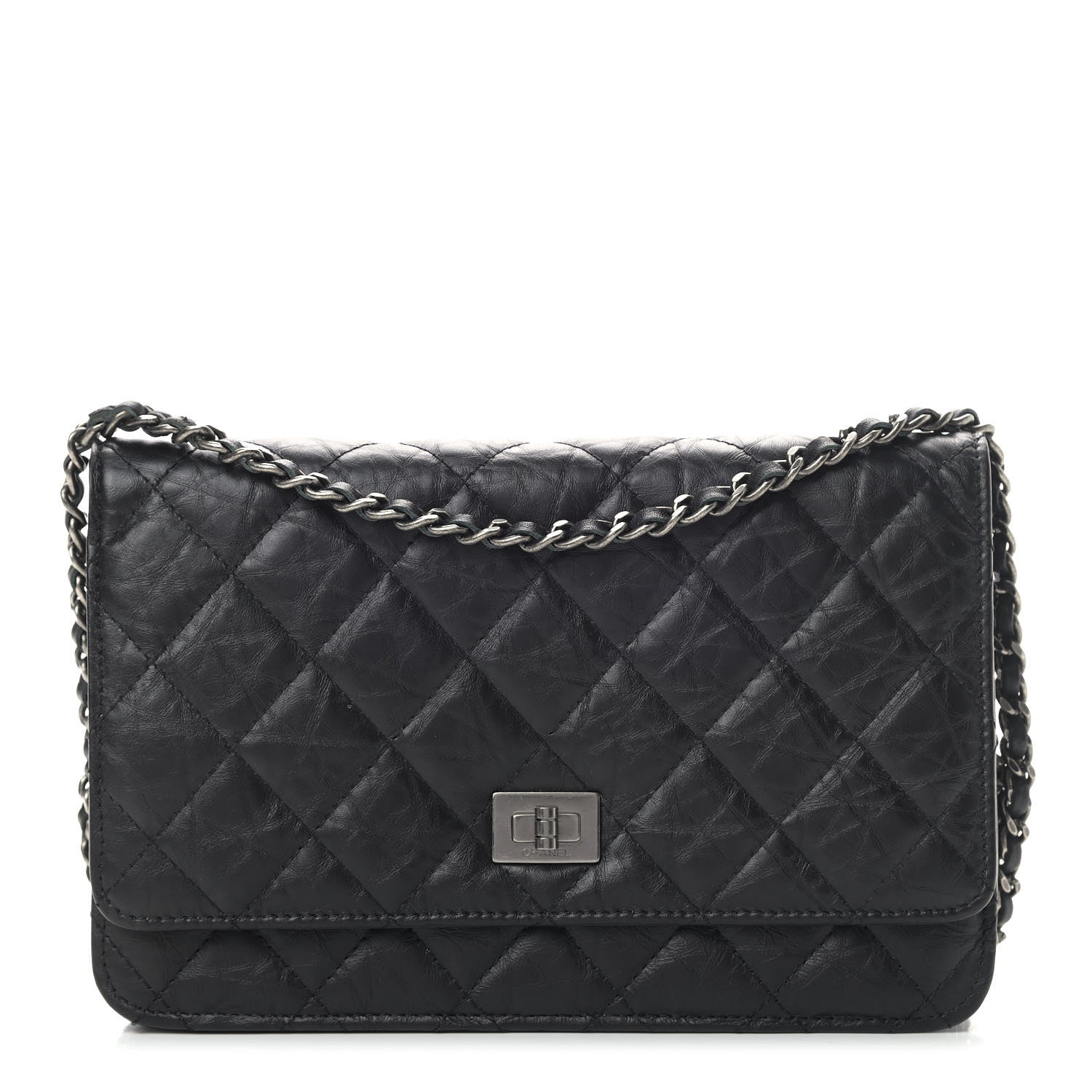 Chanel Aged Calfskin Reissue Wallet On Chain WOC Black 1 of 11
