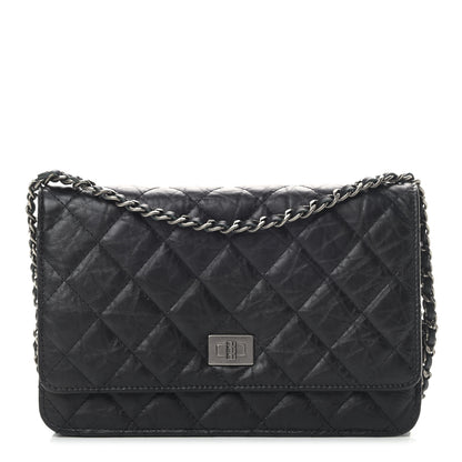 Chanel Aged Calfskin Reissue Wallet On Chain WOC Black 1 of 11
