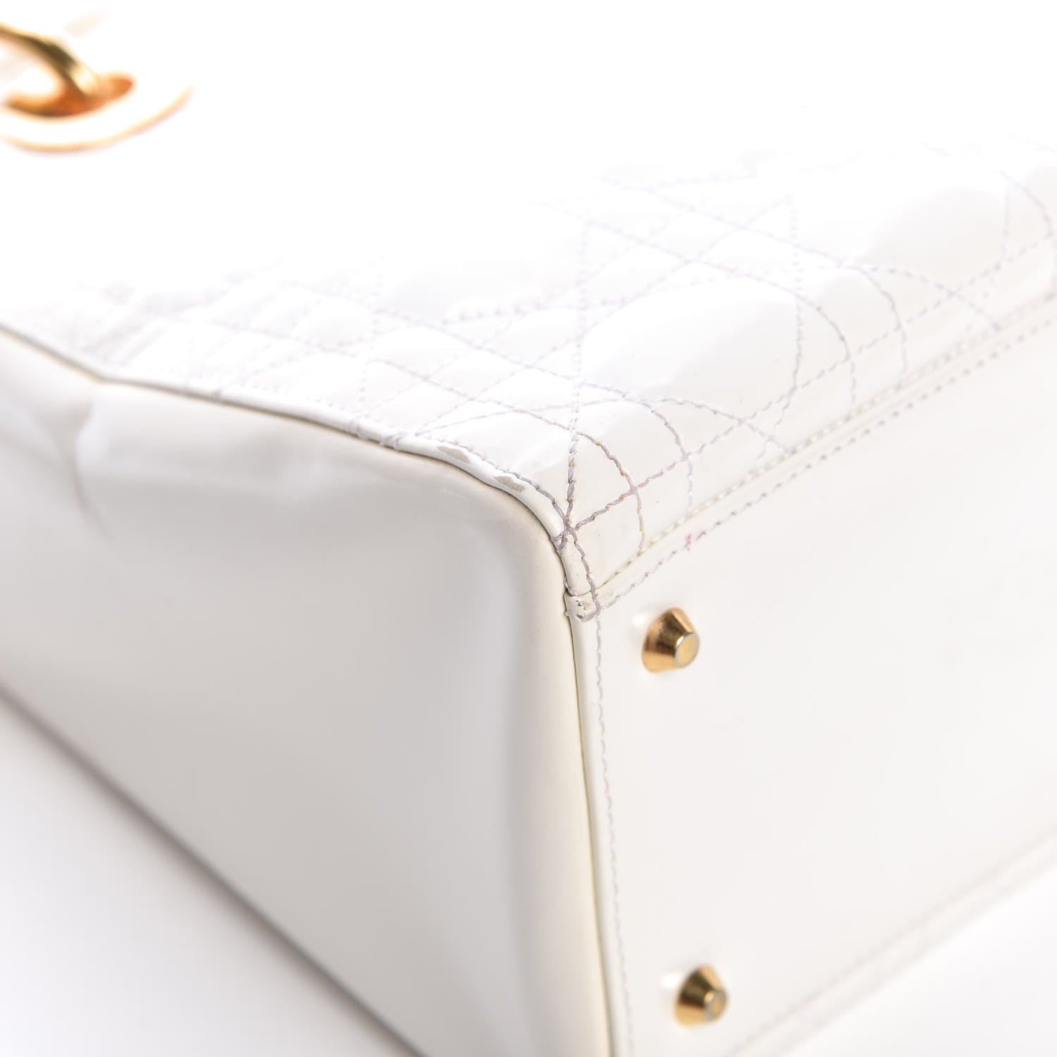 Christian Dior Patent Cannage Medium Lady Dior White 12 of 17