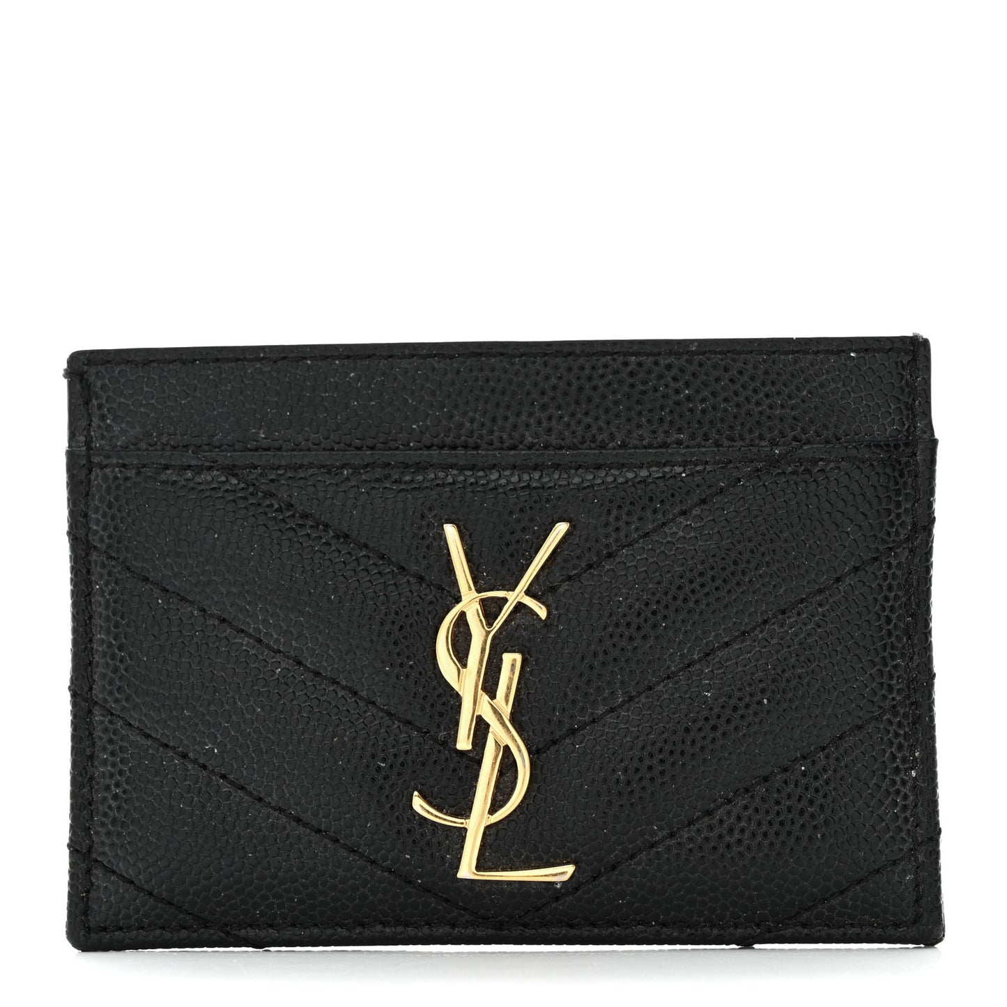 Grain De Poudre Matelasse Chevron Monogram Credit Card Case Black