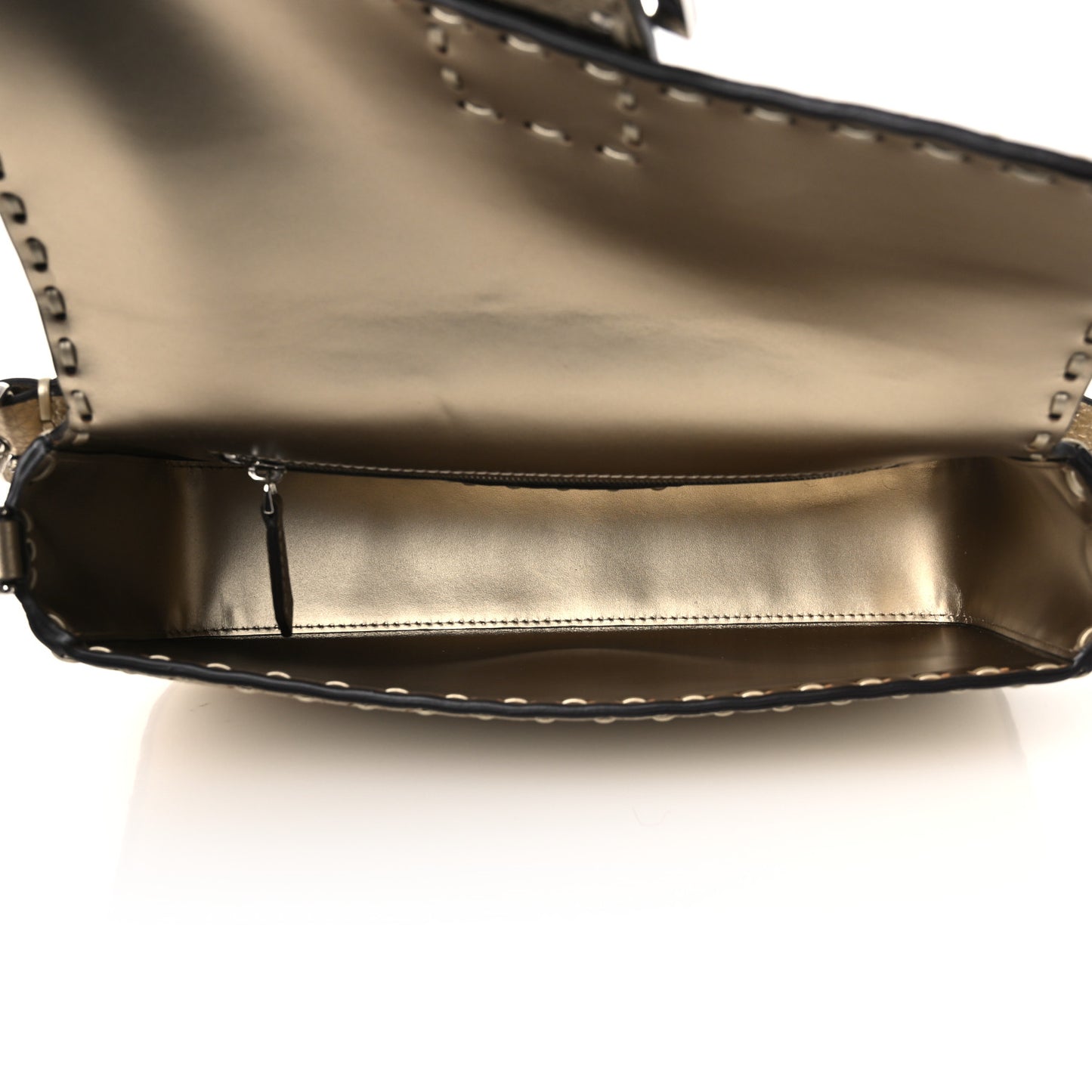 Cuoio Roma Sellerissima Nappa Sintetica Tape Stitch Baguette Platino