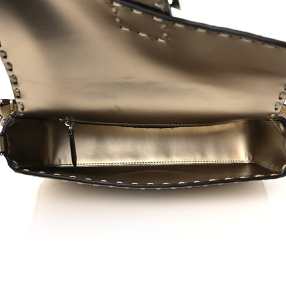 Fendi Cuoio Roma Sellerissima Nappa Sintetica Tape Stitch Baguette Platino 5 of 11