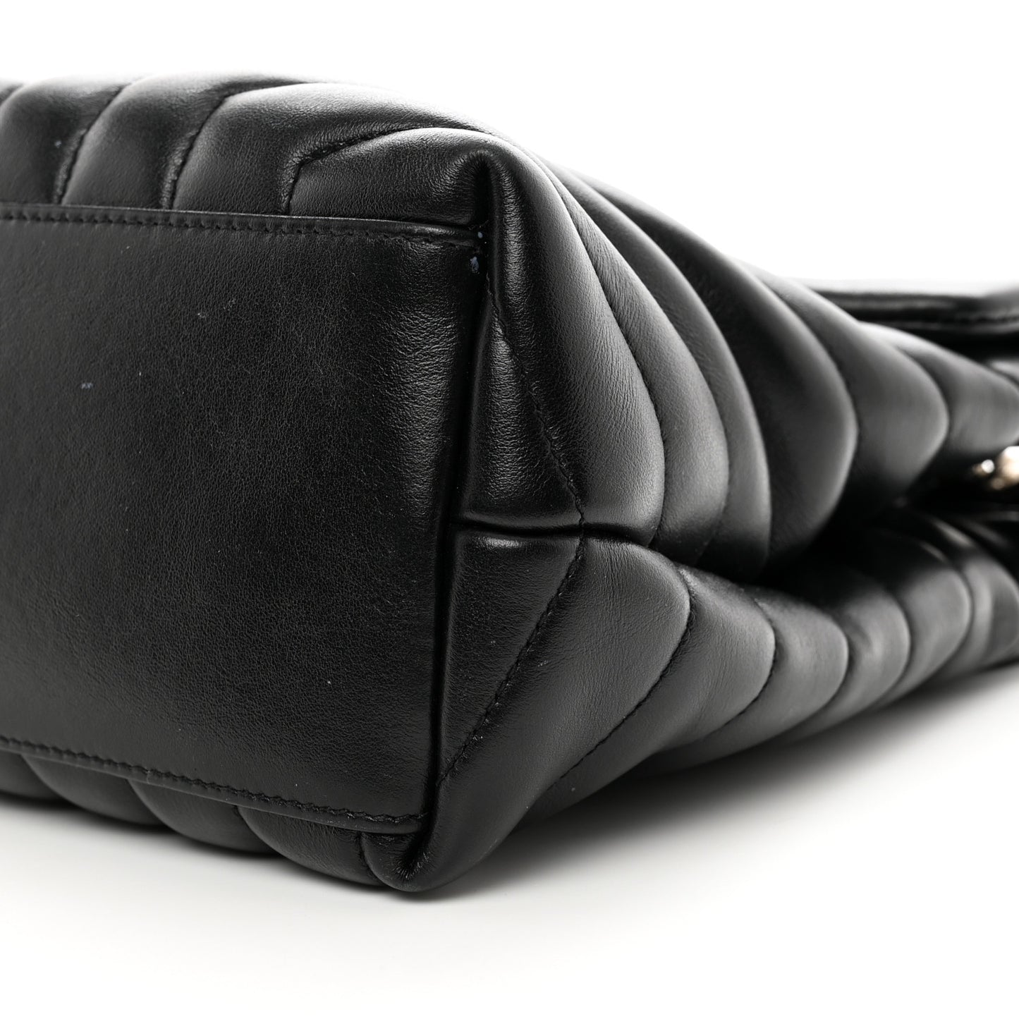 Calfskin Y Quilted Monogram Medium Loulou Chain Satchel Black