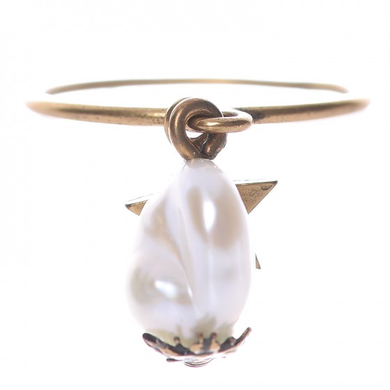 Christian Dior Pearl Tribale Native Ring M Aged Gold 1 of 4