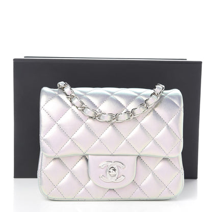 Chanel Iridescent Calfskin Quilted Mini Square Flap Light Purple 11 of 11