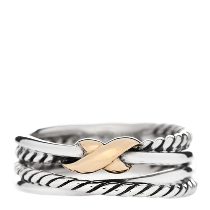 David Yurman Sterling Silver 18K Yellow Gold 6mm X Crossover Ring 50 5.5 1 of 4