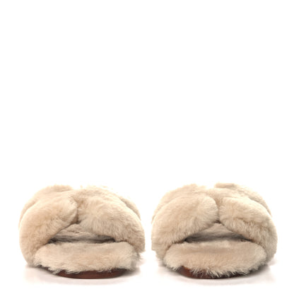 Hermes Woolskin Oran Sandals 38.5 Beige Argile 2 of 8