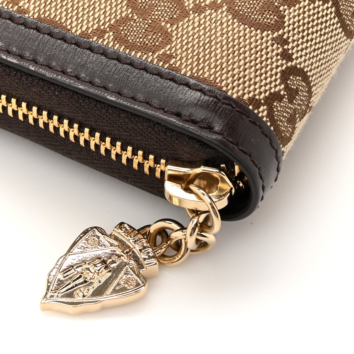 Monogram Calfskin Zip Around Wallet Beige Ebony