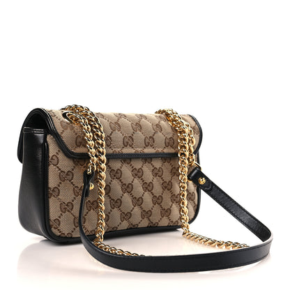 Gucci Monogram Matelasse Diagonal Mini GG Marmont Shoulder Bag Beige Black 3 of 9