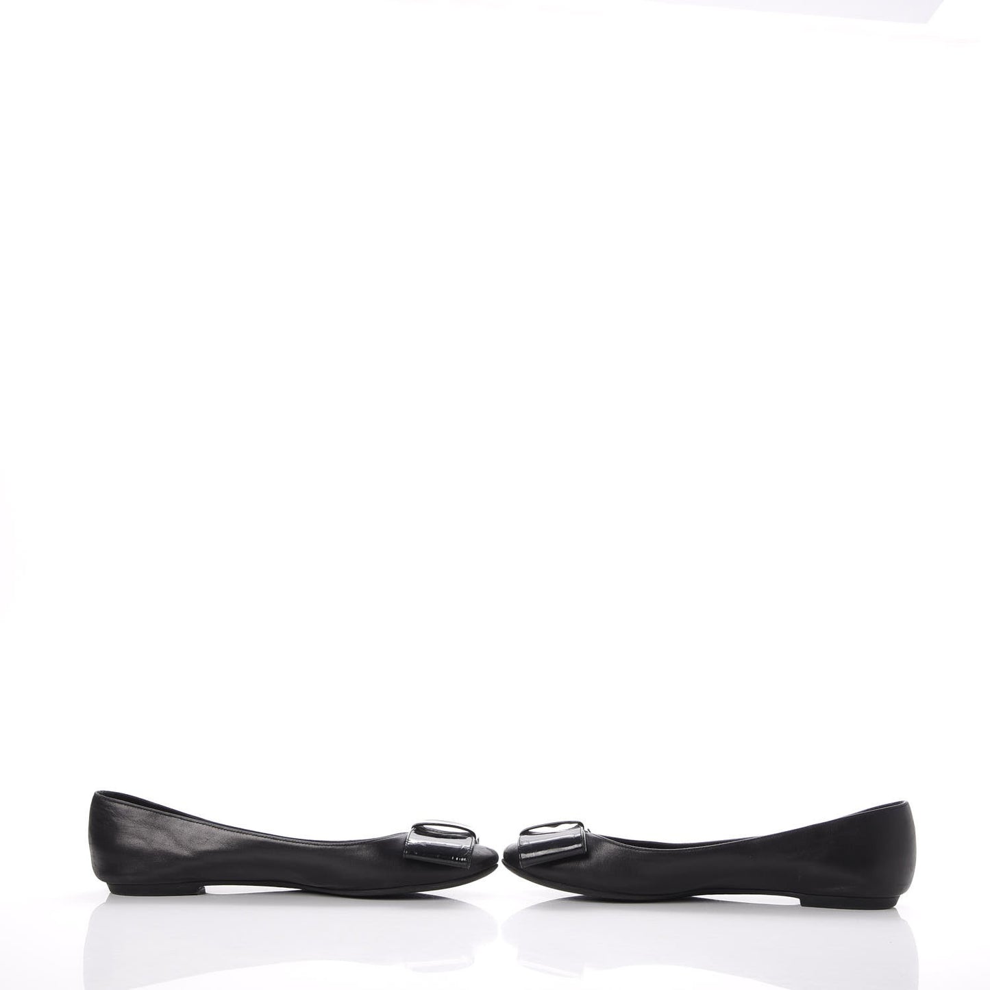 Calfskin Patent Bow Ballet Flats 36.5 Black