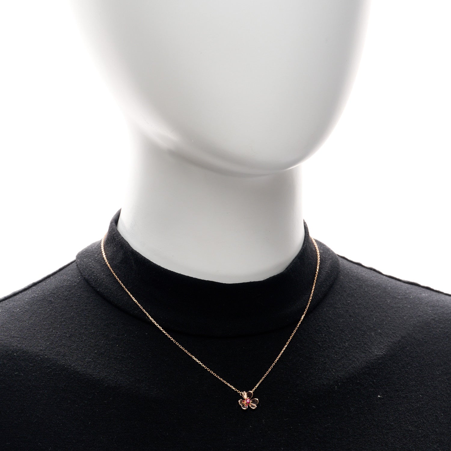 Van Cleef & Arpels 18K Rose Gold Ruby Mini Frivole Pendant Necklace 2 of 5