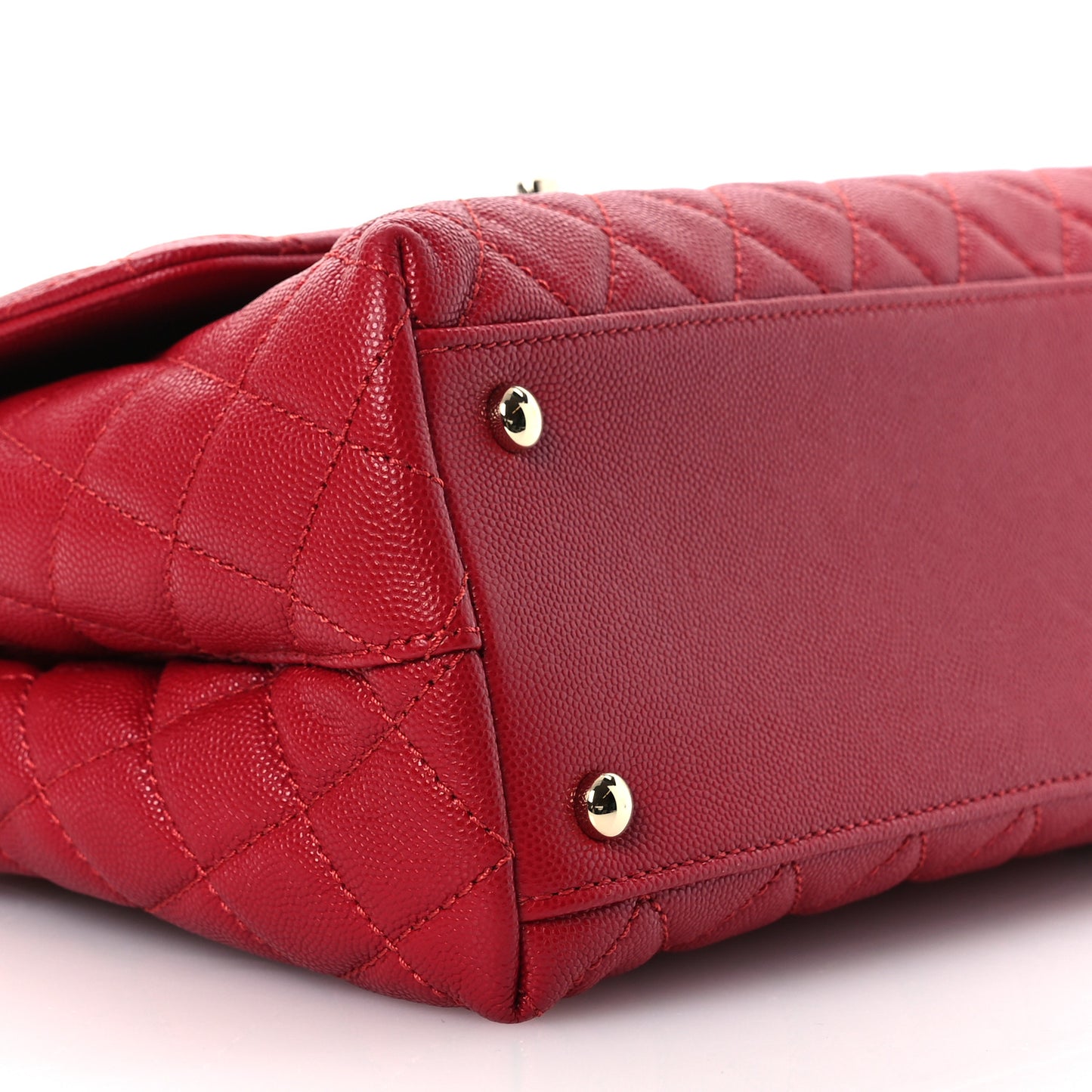 Caviar Quilted Small Coco Handle Flap Red