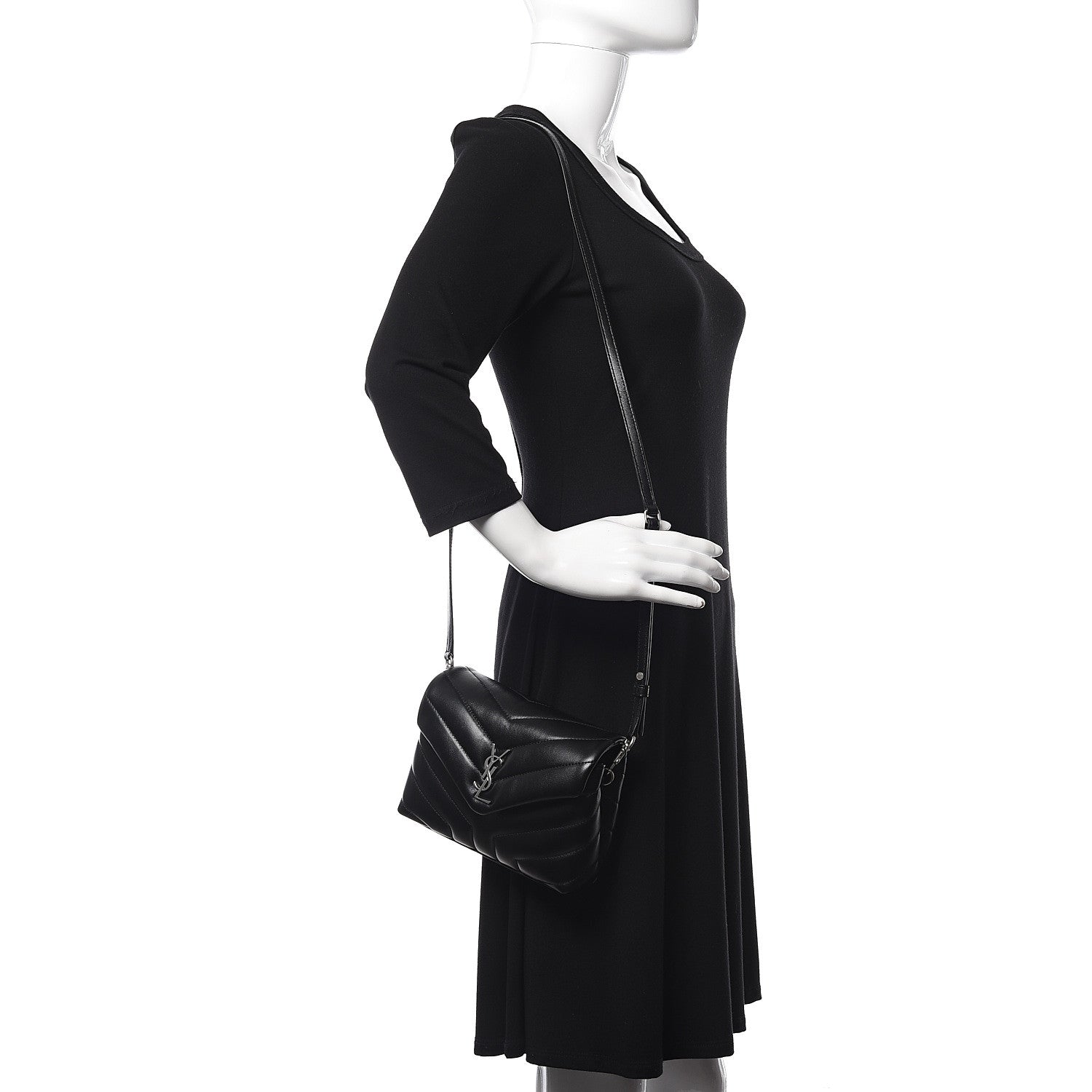 Saint Laurent Calfskin Y Quilted Monogram Toy Loulou Crossbody Bag Black 2 of 11