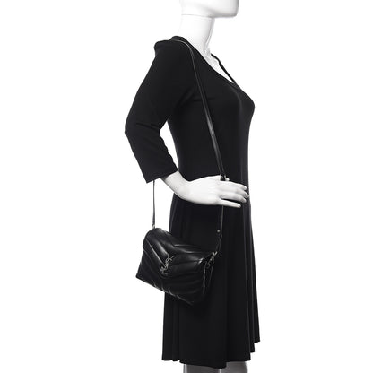 Saint Laurent Calfskin Y Quilted Monogram Toy Loulou Crossbody Bag Black 2 of 11