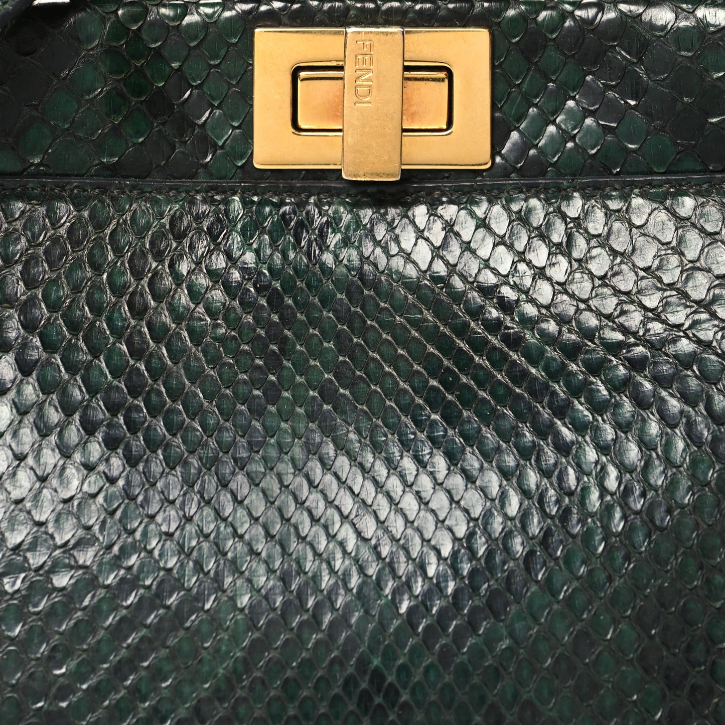Snakeskin Shiny Nappa Mini Peekaboo Iconic Satchel Green
