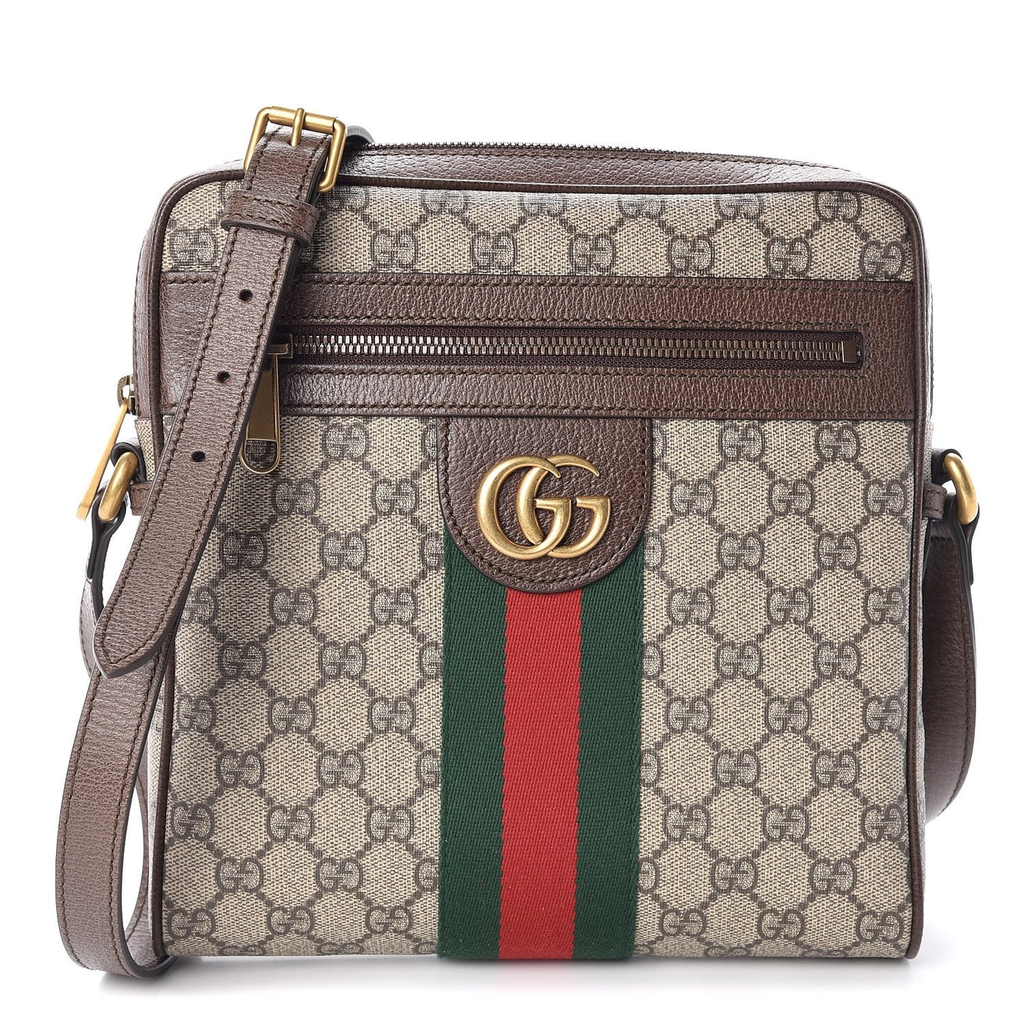 GG Supreme Monogram Web Small Ophidia Messenger Bag Brown