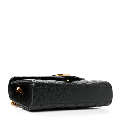 Saint Laurent Grain De Poudre Textured Mixed Matelasse Triquilt Small Monogram Satchel Black 4 of 9