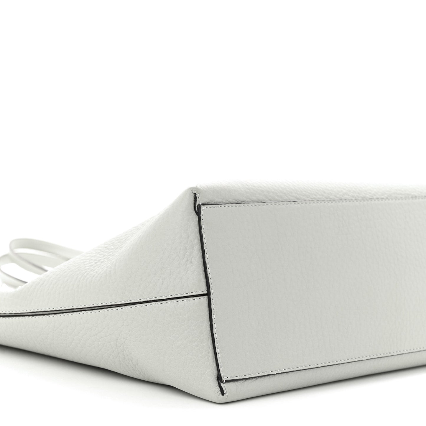 Grained Calfskin Rockstud Shoulder Tote Pastel Grey