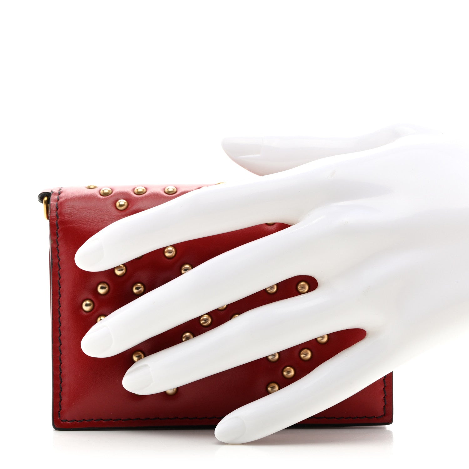 Christian Dior Lambskin Cannage Studded Lady Dior Card Holder Deep Red 2 of 10
