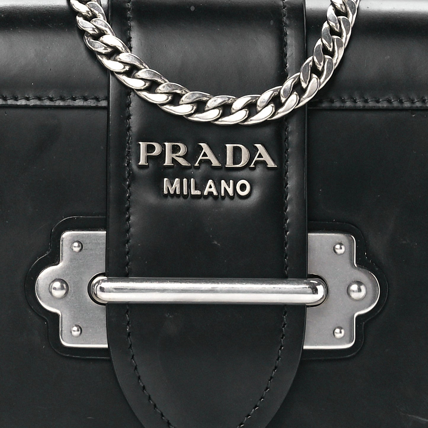 City Calfskin Cahier Chain Wristlet Clutch Black