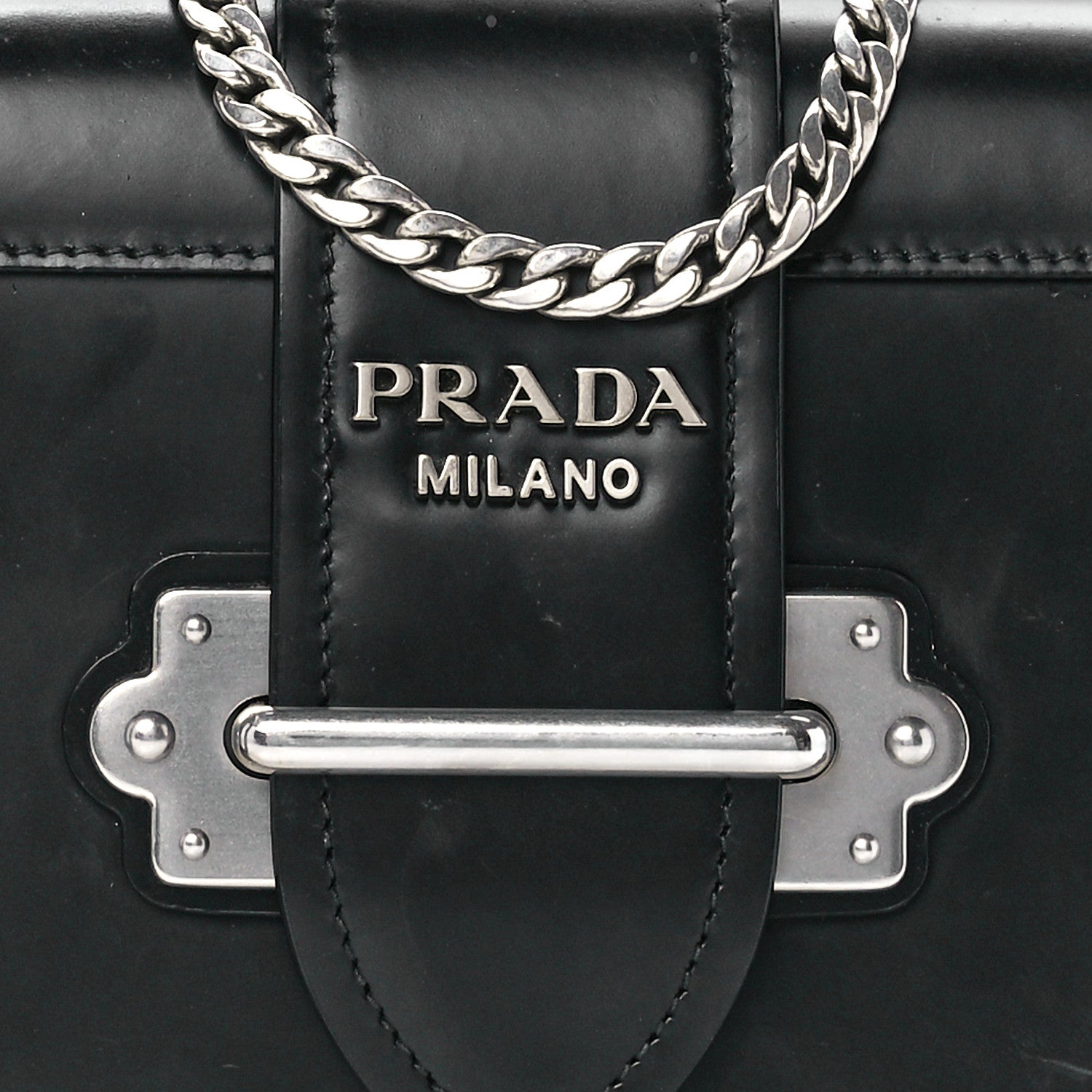 Prada City Calfskin Cahier Chain Wristlet Clutch Black 7 of 10