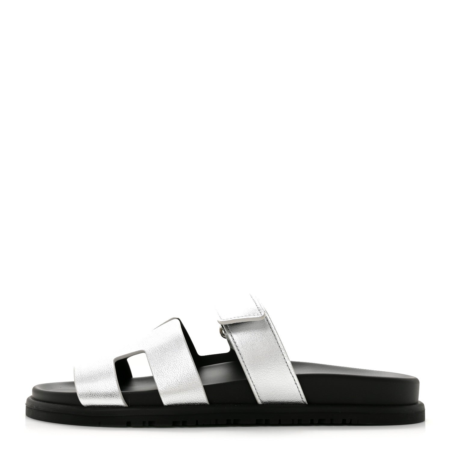 Hermes Metallic Goatskin Womens Chypre Sandals 40 Argent 1 of 10