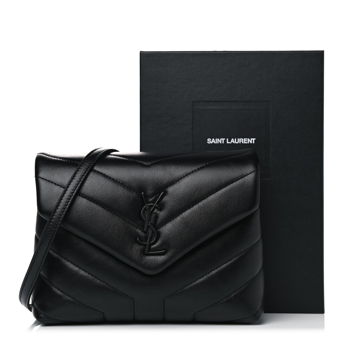 Calfskin Y Quilted Monogram Toy Loulou Crossbody Bag Black