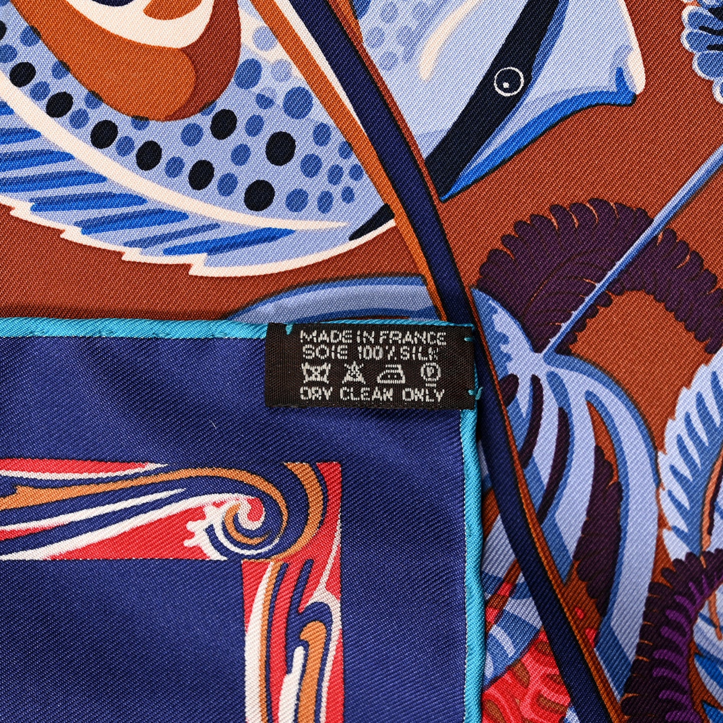 Silk De la Mer Au Ciel Scarf 90 Marron Vieux Rose Bleu