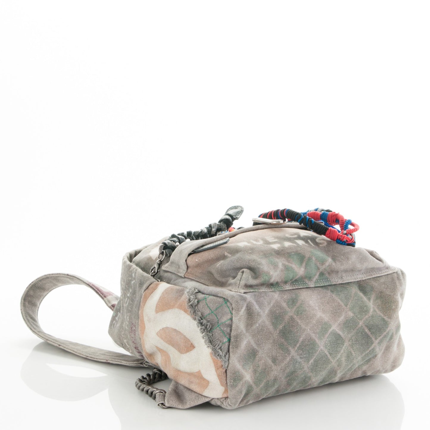 Graffiti Printed Canvas Medium Backpack Grey