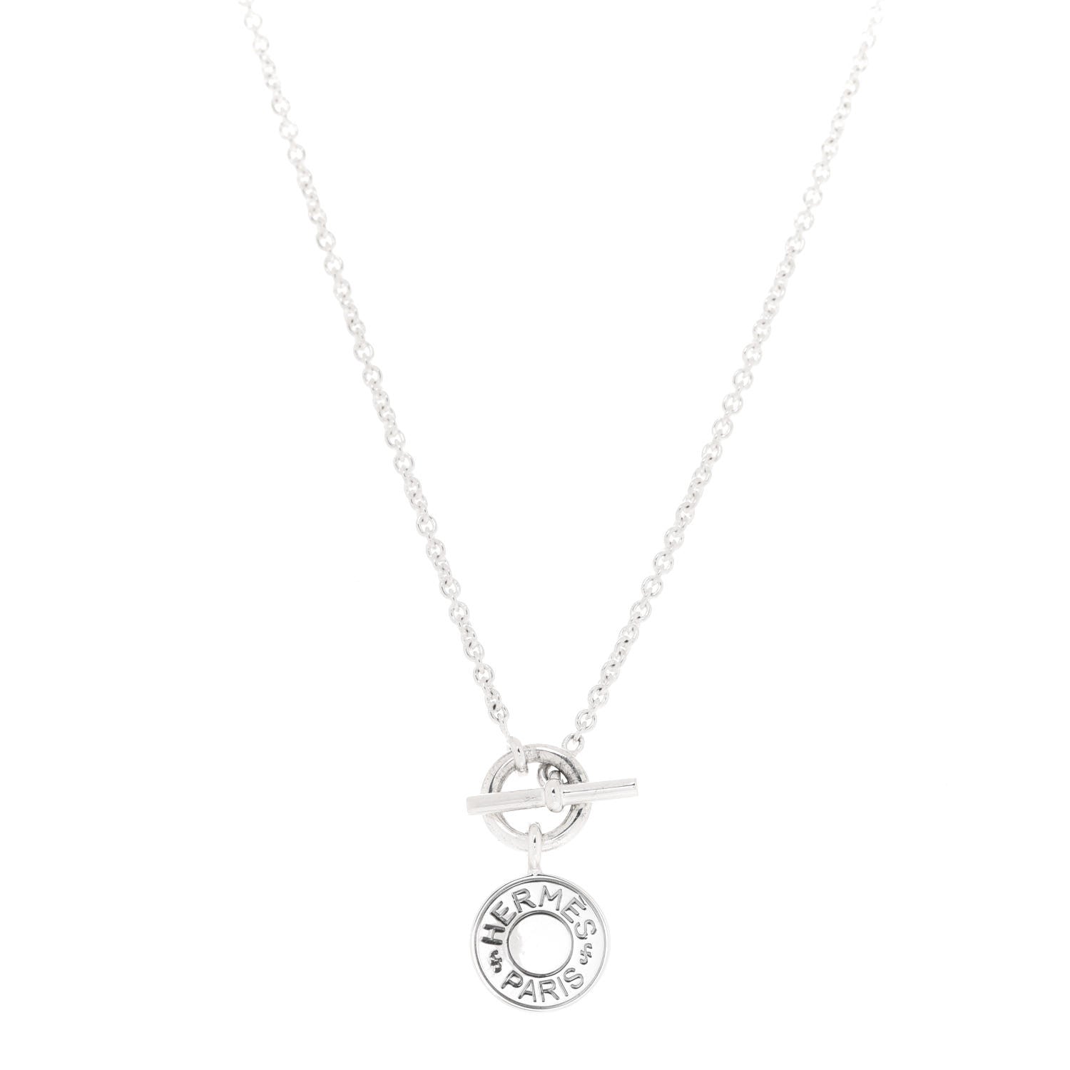 Hermes Sterling Silver Amulettes H Confettis Pendant Necklace 1 of 6