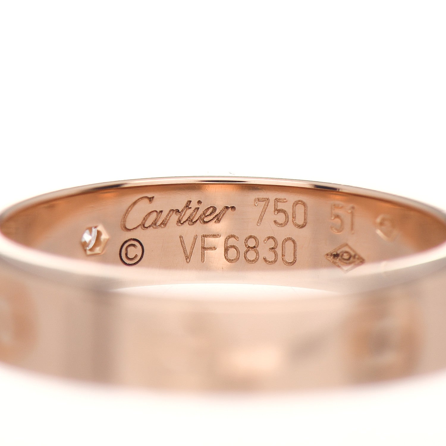 Cartier 18K Pink Gold Diamond 4mm LOVE Wedding Band Ring 51 5.75 4 of 5