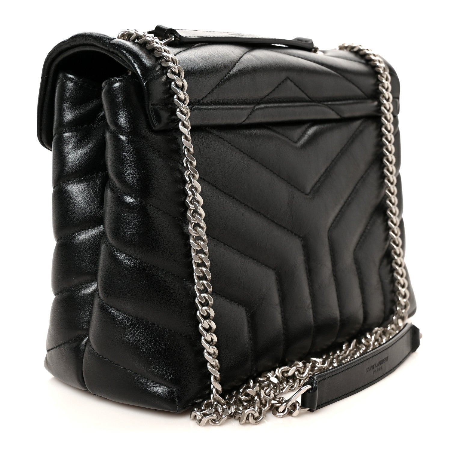 Saint Laurent Calfskin Y Quilted Monogram Small Loulou Crossbody Bag Black 3 of 11