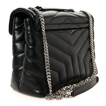 Saint Laurent Calfskin Y Quilted Monogram Small Loulou Crossbody Bag Black 3 of 11