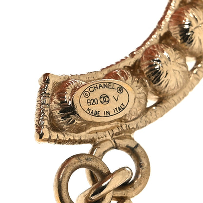 Chanel Crystal Cha-Nel Logo Drop Earrings Gold 4 of 4