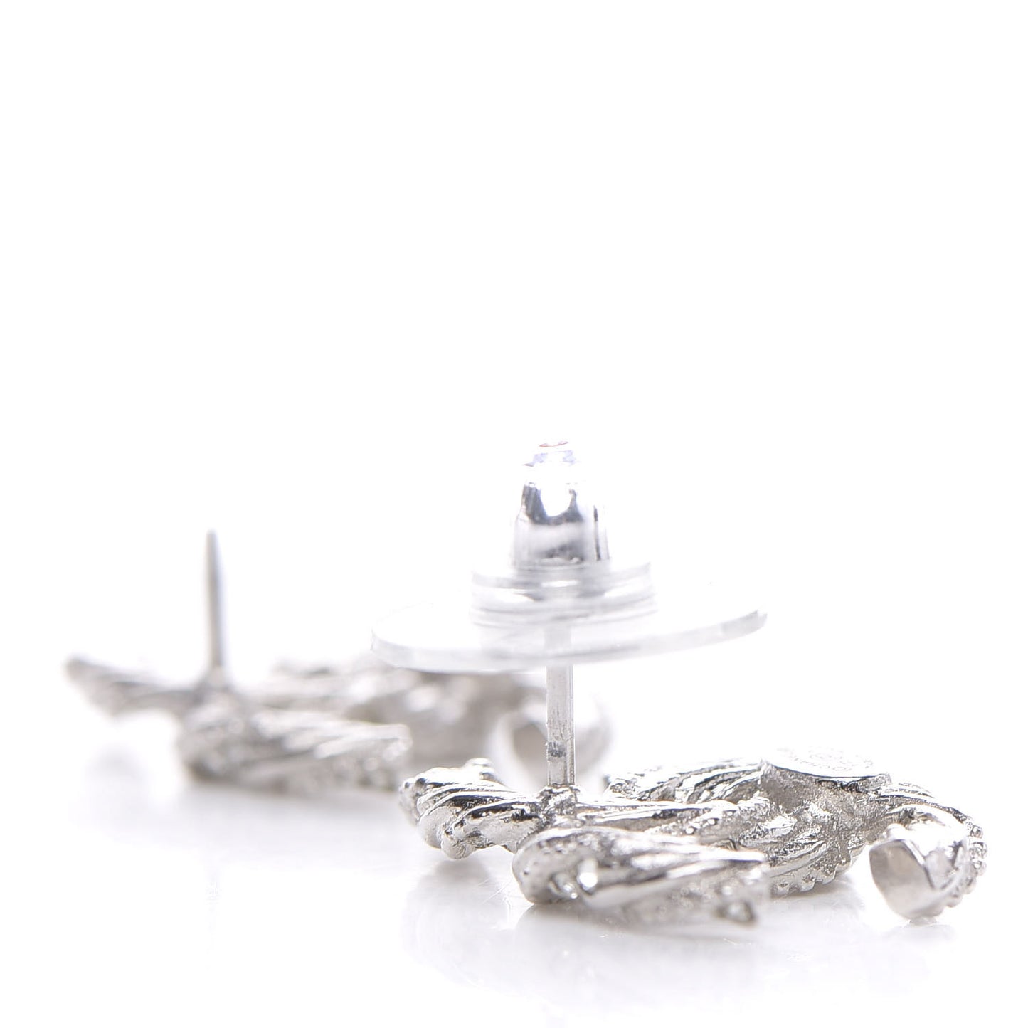 Crystal Twisted CC Earrings Silver