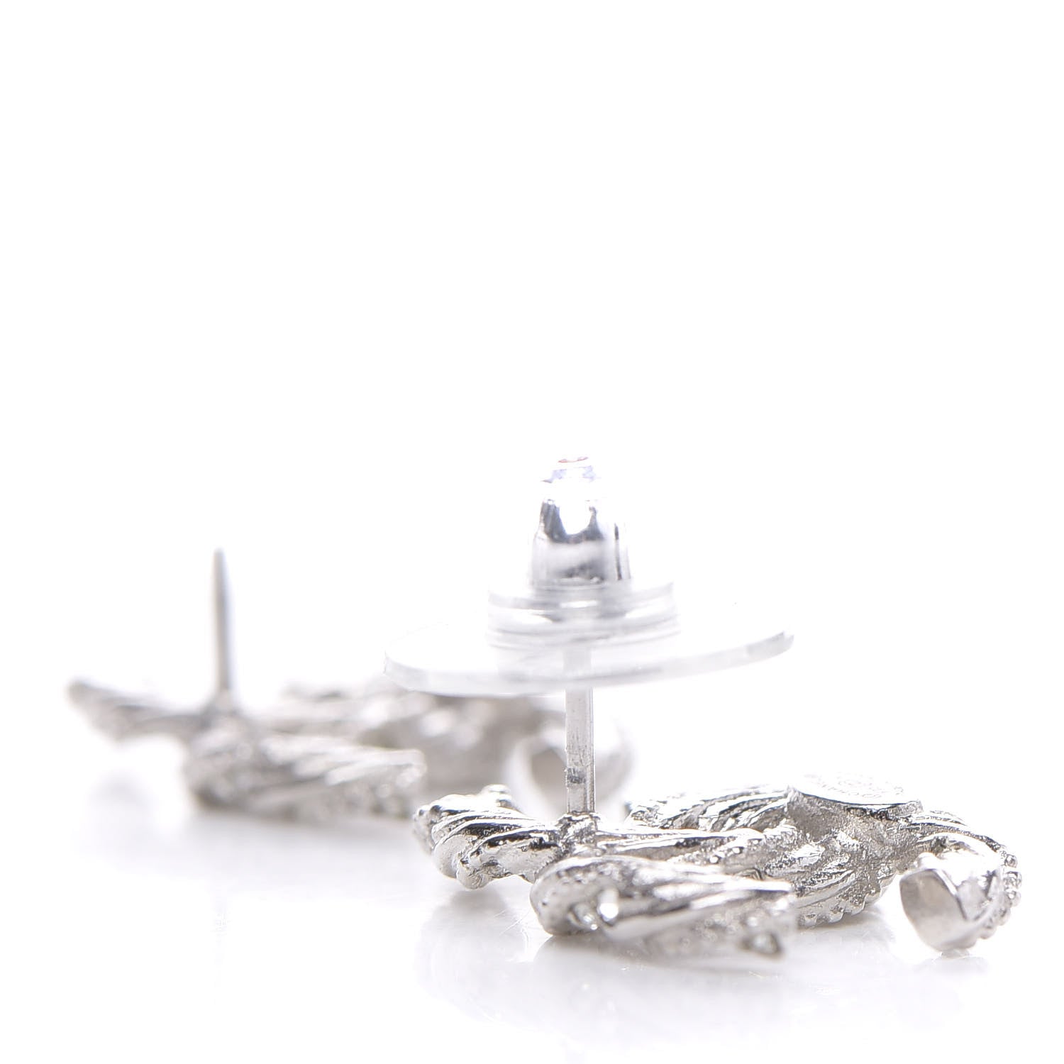 Chanel Crystal Twisted CC Earrings Silver 3 of 4