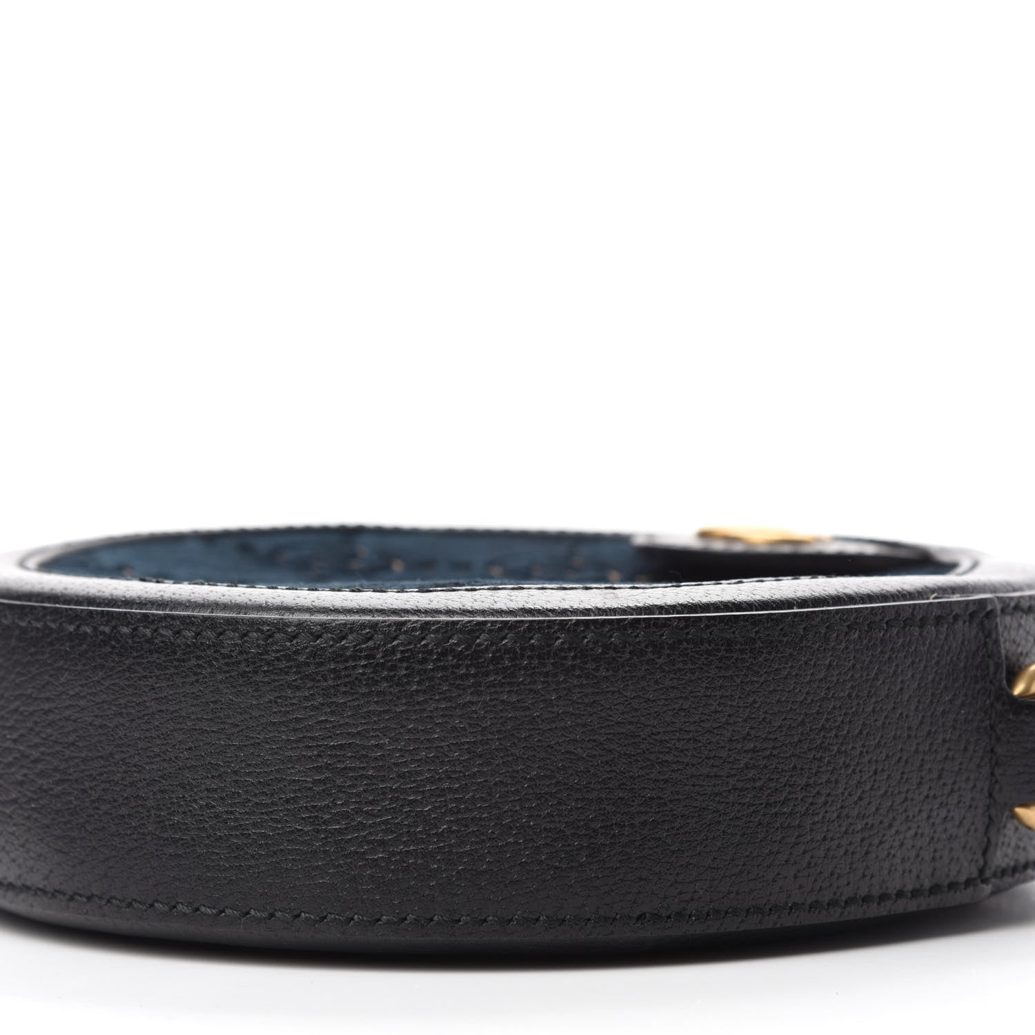 Gucci Velvet GG Monogram Calfskin Round Shoulder Bag Blue Beige 7 of 12