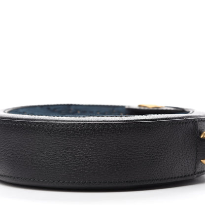 Gucci Velvet GG Monogram Calfskin Round Shoulder Bag Blue Beige 7 of 12