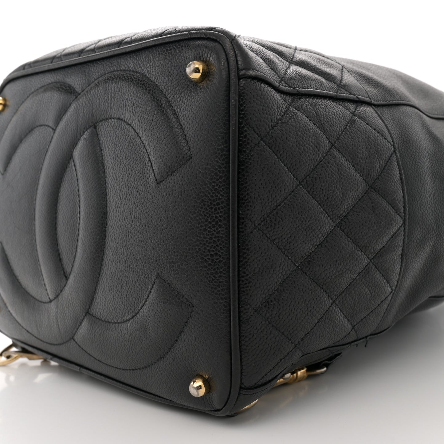 Caviar Quilted Drawstring Backpack Black