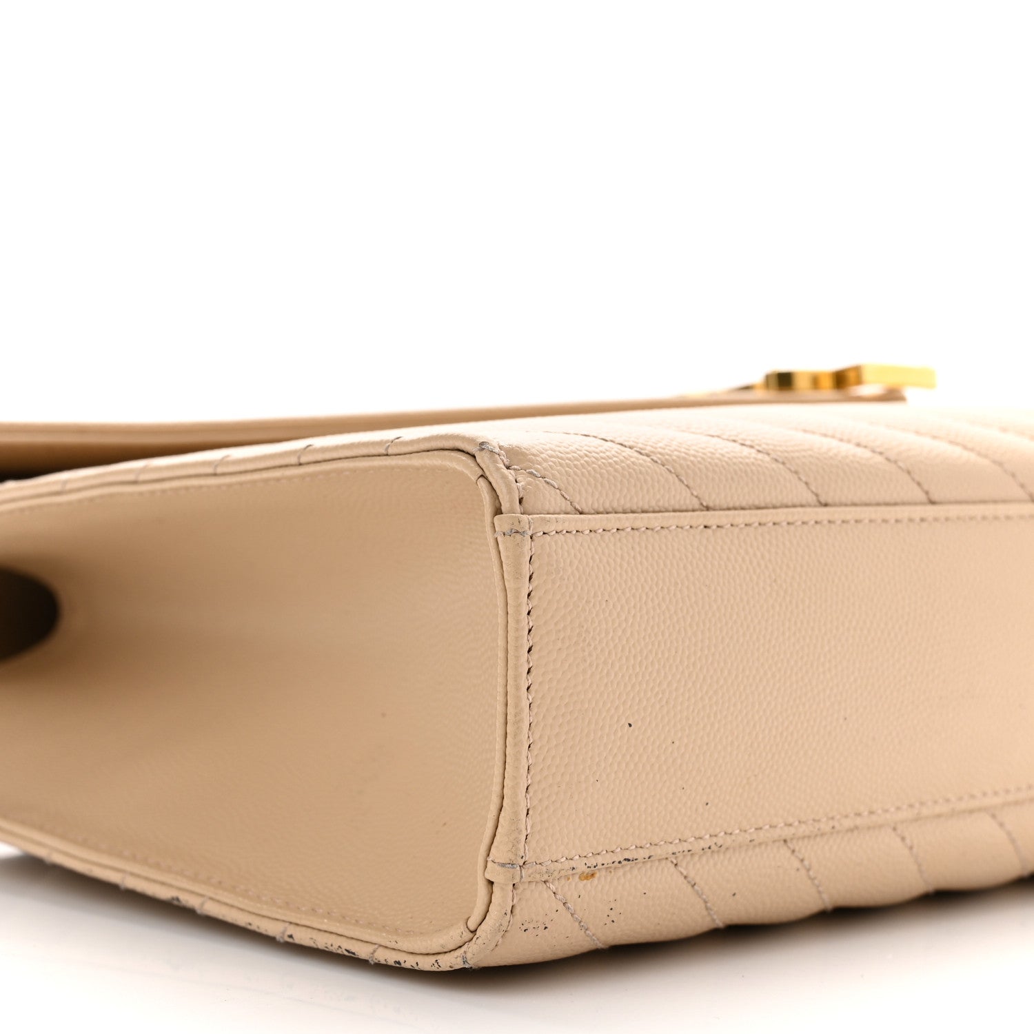 Saint Laurent Grain De Poudre Matelasse Chevron Large Monogram Satchel Nude Powder 8 of 10