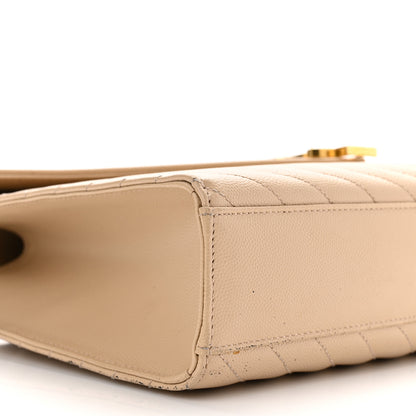 Saint Laurent Grain De Poudre Matelasse Chevron Large Monogram Satchel Nude Powder 8 of 10